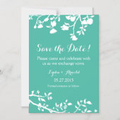 Aquamarine Aqua Blue White Blume Speichern Sie das Magneteinladung (Vorderseite)