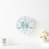 Aquamarine Aqua Gray Giraffe Kinderzimmer Wall Clo Runde Wanduhr (Zuhause)
