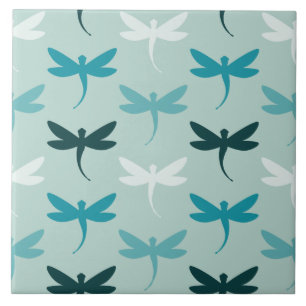 Aquamarine Aqua Kleine Libelle Dekorative Keramik  Fliese