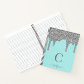 Aquamarine Aqua Silver Sparkle Glitzer Tropfen Mon Notizblock (Innenseite)