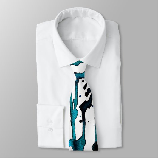 Aquamarine Aquarellfarbe Abstrakt Necktie Krawatte (Gebunden)