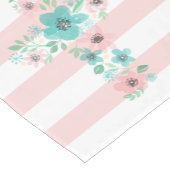 Aquamarine Aquarellfarben Blume Rosa Streifen Tauf Kurzer Tischläufer (Ecke)