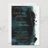 Aquamarine Aquarellfarben, geometrische Rahmen Einladung (Vorderseite)