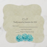 Aquamarine Aquarellfarben-Rose auf Tan Damask Hoch