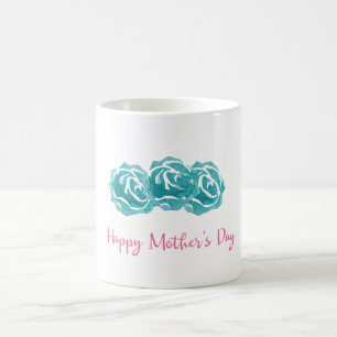 Aquamarine Aquarellfarben Rose zum Muttertag glück Kaffeetasse