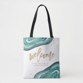 Aquamarine Aquarellfarben und Gold Look Geode | Be Tasche