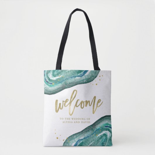 Aquamarine Aquarellfarben und Gold Look Geode | Be Tasche (Vorderseite)