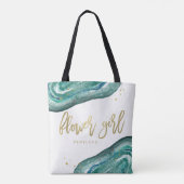 Aquamarine Aquarellfarben und Gold Look Geode | Bl Tasche (Rückseite)