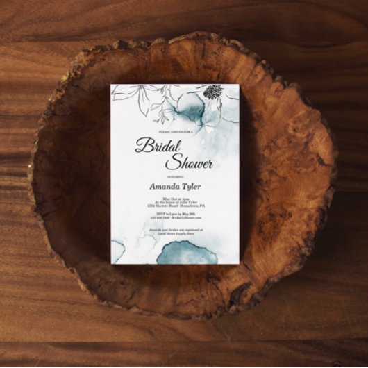 Aquamarine Aquarellhaube Bridal Dusche Einladung