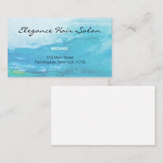 Aquamarine Aquarellseite Visitenkarte (Vorne/Hinten)