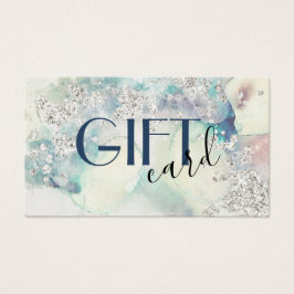 Aquamarine Aquarellsilber Glitzer Geschenkkarte