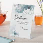 Aquamarine Aquarellskizze Hochzeit Herren Bad Sockelschild (In Situ)