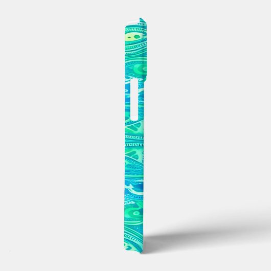 Aquamarine Arabesque Bohemisches Muster Case-Mate iPhone Hülle (Rückseite / Rechts)