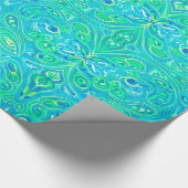 Aquamarine Arabesque Bohemisches Muster Geschenkpapier (Ecke)