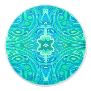 Aquamarine Arabesque Bohemisches Muster Keramikknauf
