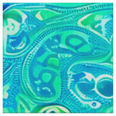 Aquamarine Arabesque Bohemisches Muster Stoff (Nahaufnahme)