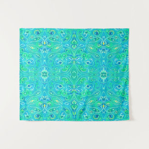 Aquamarine Arabesque Bohemisches Muster Wandteppich