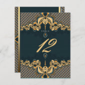 Aquamarine Art Alternative Wedding Menu & Tischnum Postkarte (Vorne/Hinten)