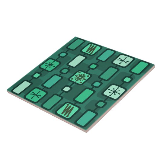 Aquamarine atomare Geometrie im Retro Fliese (Seite)