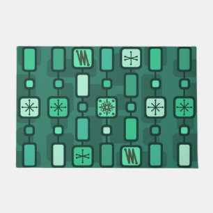 Aquamarine atomare Geometrie im Retro Fußmatte