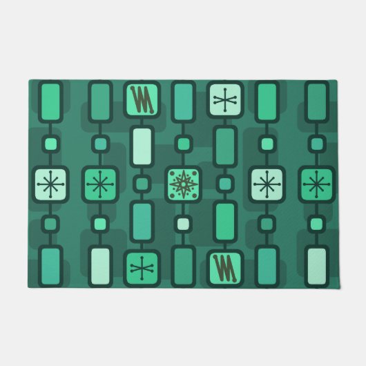 Aquamarine atomare Geometrie im Retro Fußmatte (Vorderseite)