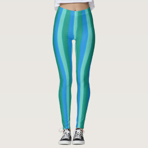 Aquamarine atomare und türkisfarbene Streifen Leg Leggings