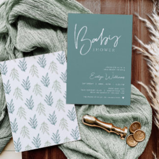 Aquamarine Babydusche Minimalistische Einladung