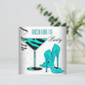 Aquamarine Bachelorette-Schuhe Einladung (Stehend Vorderseite)