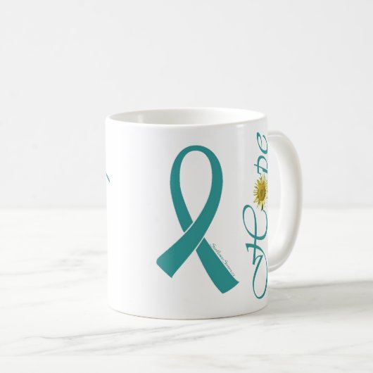 Aquamarine Band-Hoffnungs-Tasse Kaffeetasse (VorderseiteRechts)