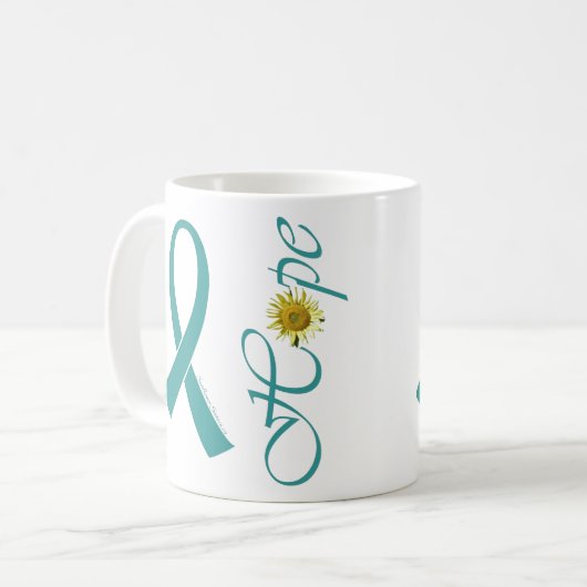 Aquamarine Band-Hoffnungs-Tasse Kaffeetasse (Vorderseite Links)