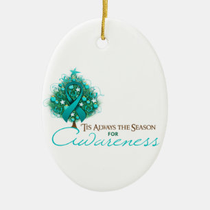 Aquamarine Band-Weihnachtsbewusstseins-Jahreszeit Keramikornament