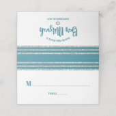 Aquamarine Bar Mitzvah Silver Tallit Script Modern Platzkarte (Außenseite Aufgefaltet)