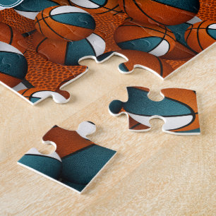 aquamarine Basketball-Girls - Mannschaftsfarben Puzzle