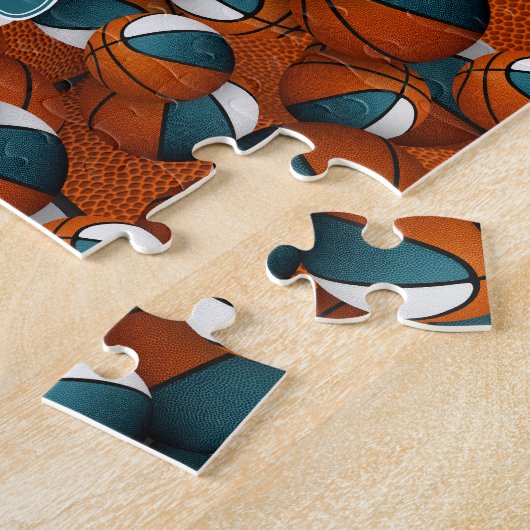aquamarine Basketball-Girls - Mannschaftsfarben Puzzle (Seite)