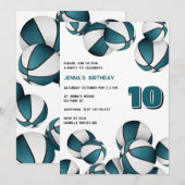 aquamarine Basketball-Mädchen spielen Geburtstag Einladung (Vorne/Hinten)