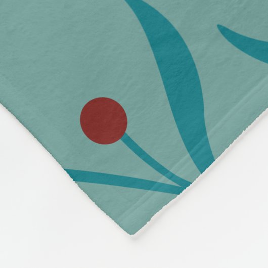 Aquamarine Beeren und Blätter Fleecedecke (Ecke)