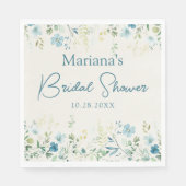 Aquamarine Beige Wildblumen Blumengebäck Brautpart Serviette (Vorderseite)