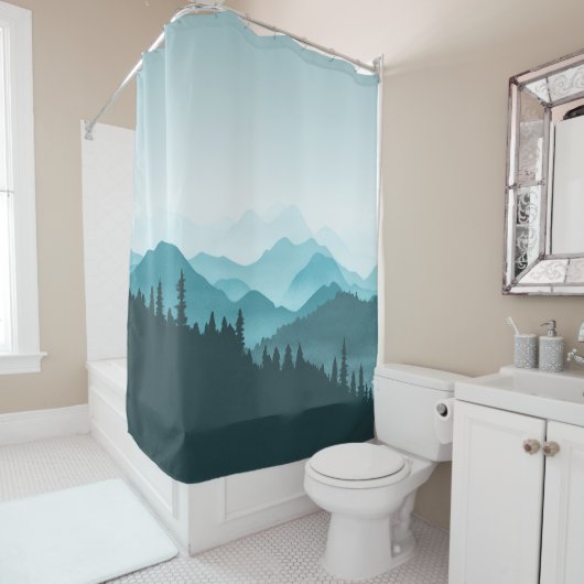 Aquamarine Berge Duschvorhang (Beispiel)