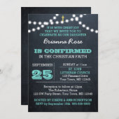 Aquamarine Bestätigung der Chalkboard Lights Einla Einladung (Vorne/Hinten)