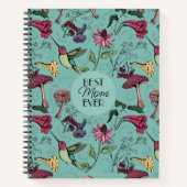 Aquamarine Beste Mama je Floral Hummingbird Garden Notizblock (Vorderseite)