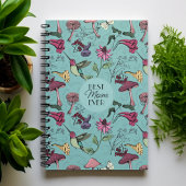 Aquamarine Beste Mama je Floral Hummingbird Garden Notizblock