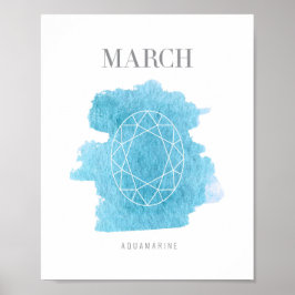 Aquamarine Birthstone März Poster