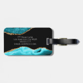 Aquamarine Black & Gold-Gattung, Name & Monogramm, Gepäckanhänger (Rückseite horizontal)