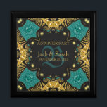 Aquamarine Black   Gold Hochzeit Jubiläum Geschenk Geschenkbox<br><div class="desc">Einzigartiges und stilvolles Stammbatik-inspiriertes Design im funkelnd Glitzer-Effekt Gold, aquamarin und schwarz Design - Exquisite und elegante maßgeschneiderte Hochzeit, Jubiläum oder Verlobung. Persönlich mit Namen, Jubiläumsdatum und Monogramm oder Zahlen - gemacht in eine wunderbare hölzerne Geschenkboxen, um Schmuck behalten, Schmuckkasten für Ihre speziellen Keepsakes. Schenken Sie sich ein wunderbares Geschenk...</div>