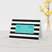 Aquamarine Black Stripes Anniversary Card Karte (Gelbe Blume)