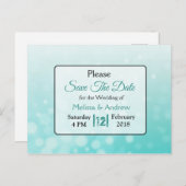 Aquamarine Blasen Elegante Hochzeit Save the Date Ankündigungspostkarte (Vorne/Hinten)