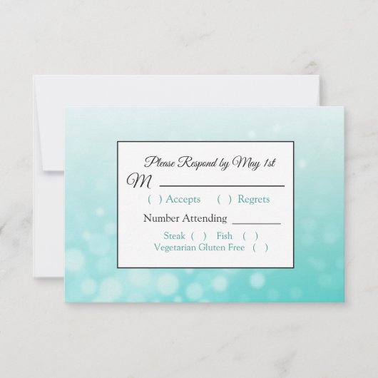 Aquamarine Blasen Elegante Wedding RSVP Karte (Vorderseite)