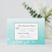 Aquamarine Blasen Elegante Wedding RSVP Karte (Stehend Vorderseite)