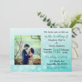 Aquamarine Blasen Foto Hochzeitseinladungen Einladung (Stehend Vorderseite)