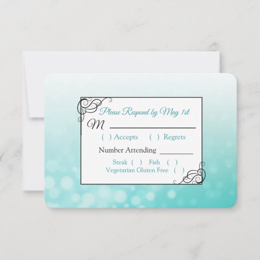 Aquamarine Blasen-Hochzeitkarte RSVP Karte (Vorderseite)